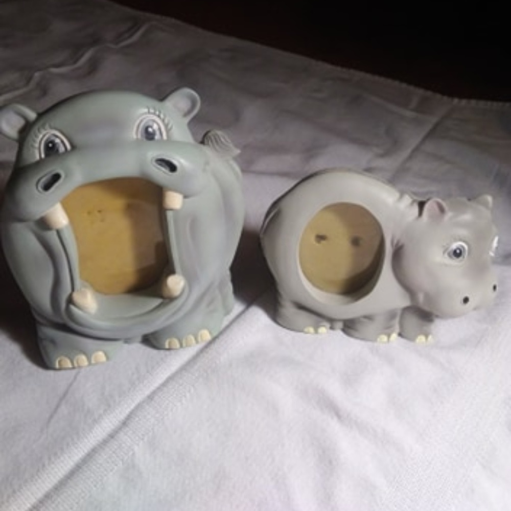 Set of two hippo pictures frames